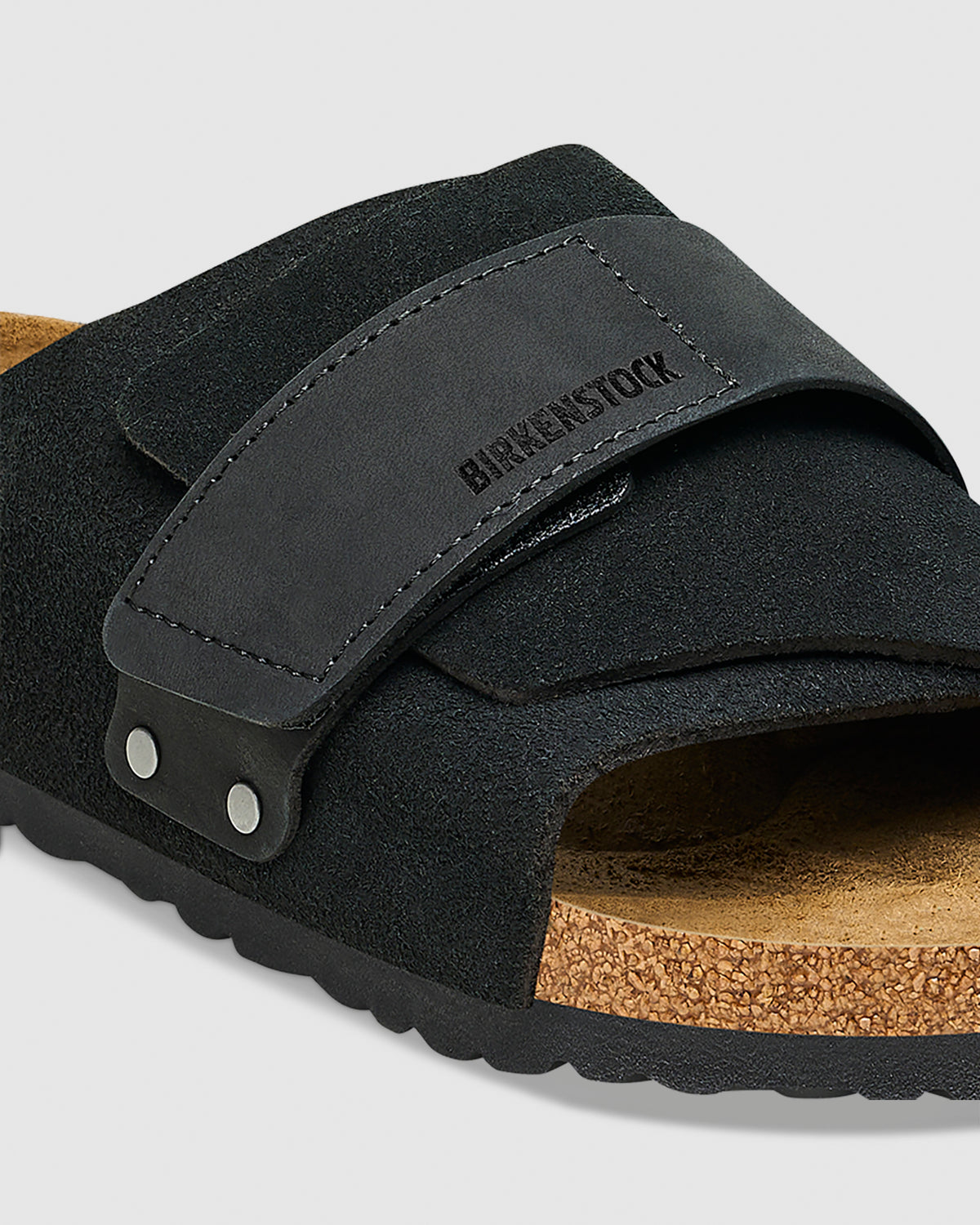 Kyoto Black Suede Nubuck Leather Sandals Black