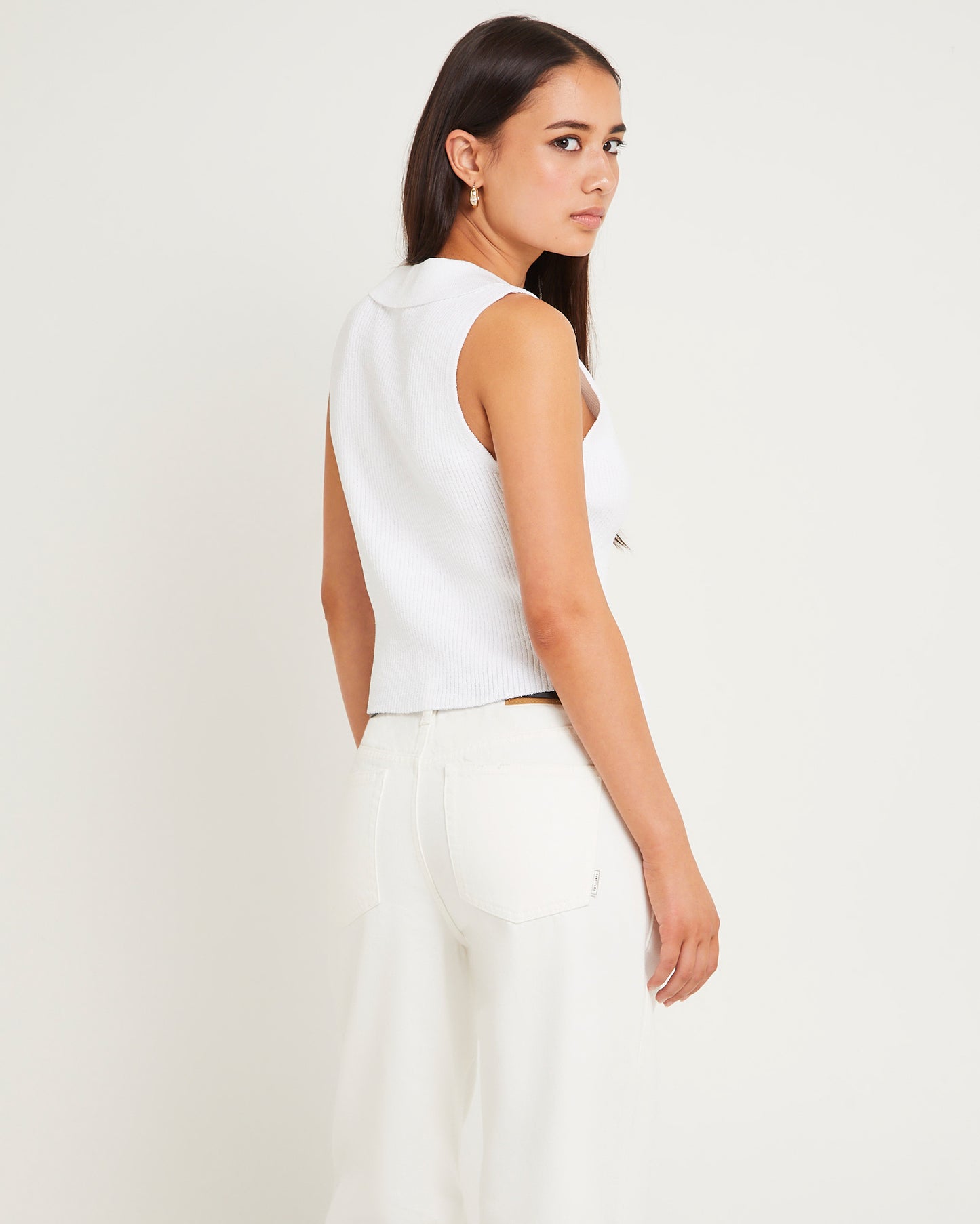 Meryl Ribbed Collar Knit Top