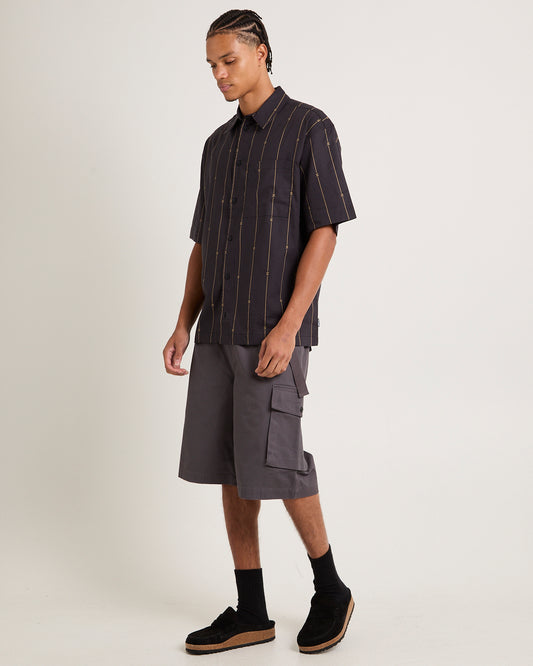 A Stripe Recycled Short Sleeve Shirt Black