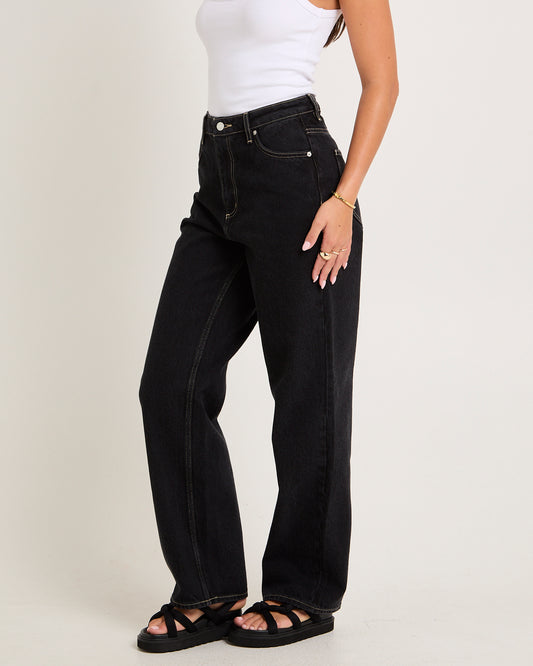 High Baggy Denim Jeans THROWBACK BLACK