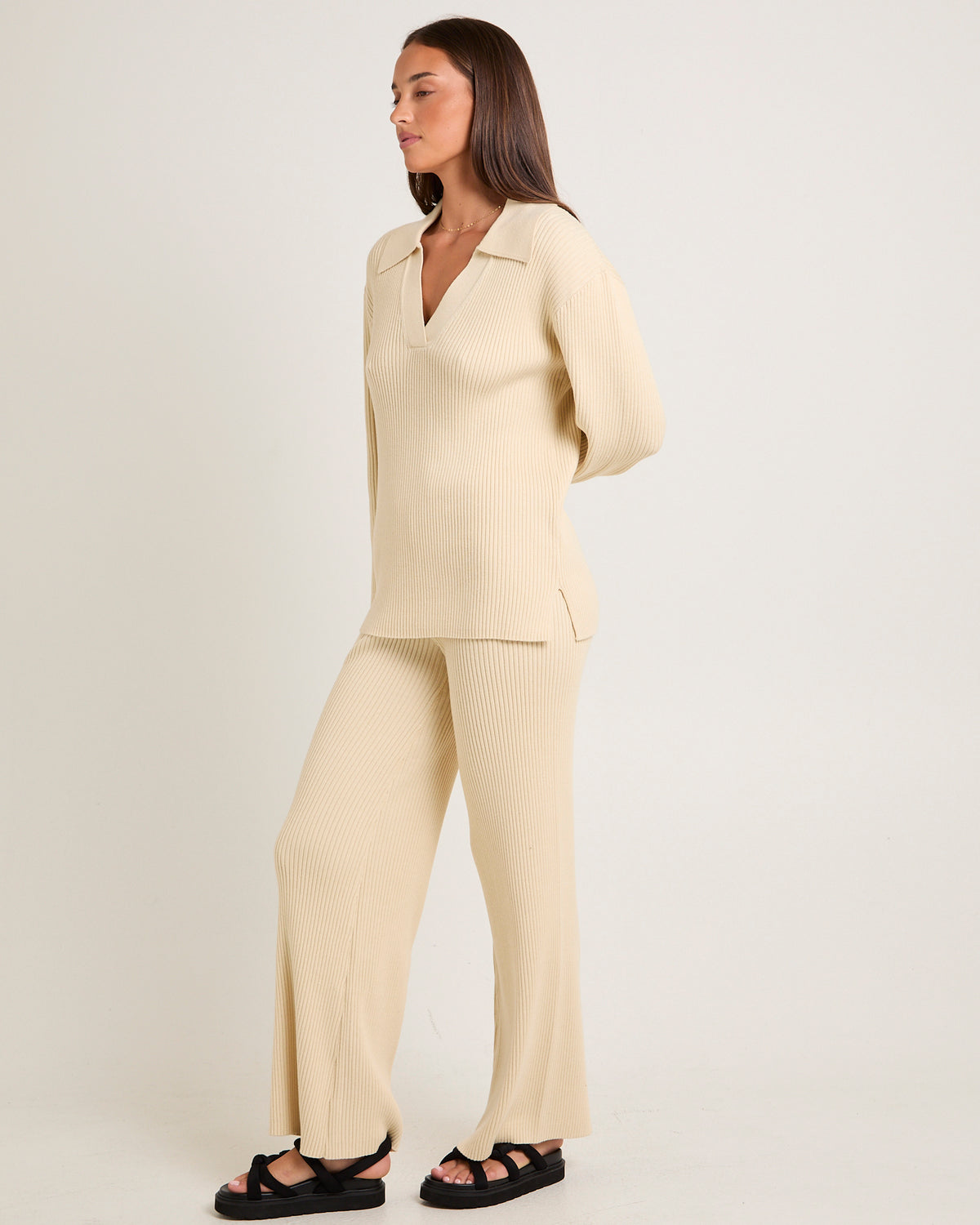 Stella Ribbed Knit Sweater IVORY