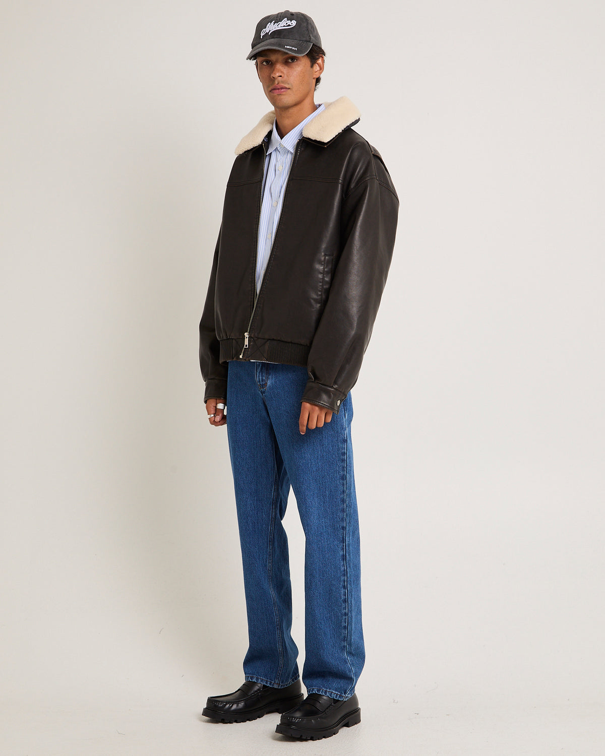 Aviator Leather Jacket BROWN