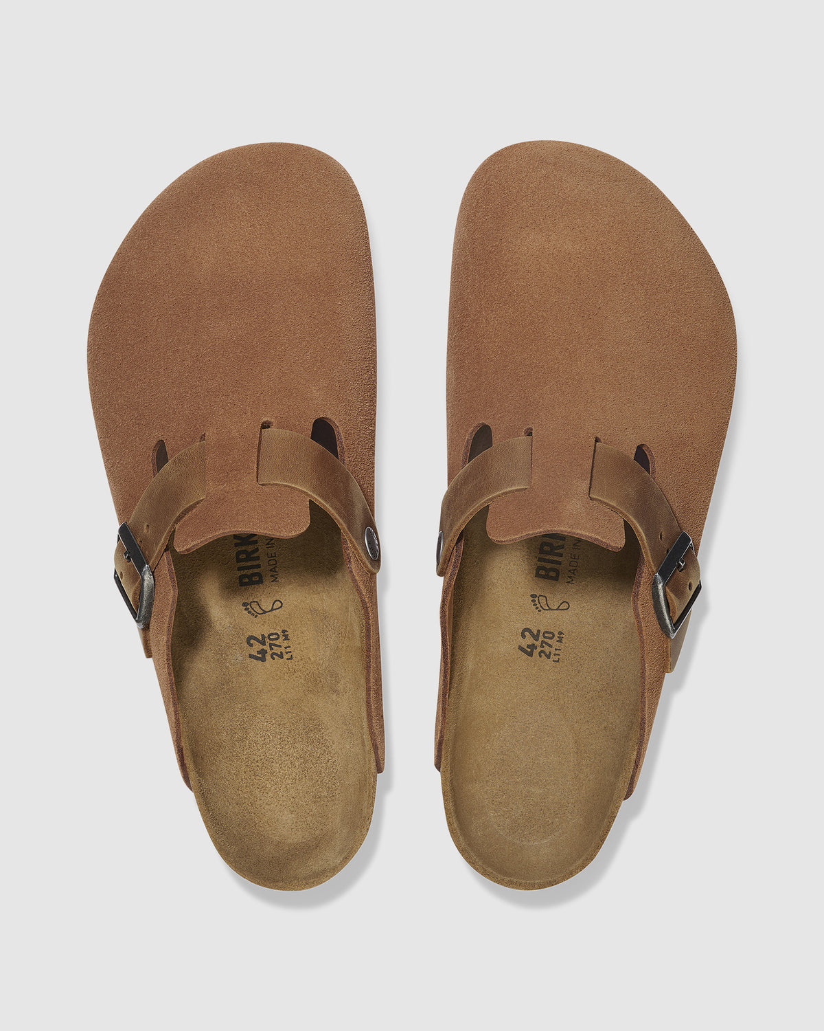 Boston Oiled/Suede Mixed Leather Clog Cognac