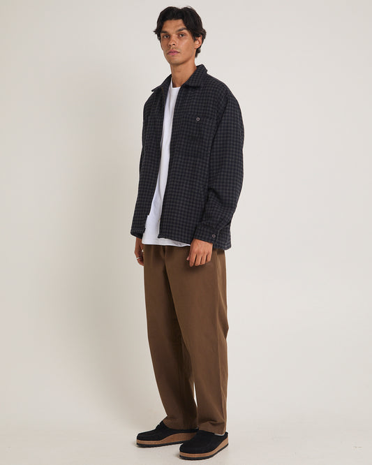 Plaid Zip Through Long Sleeve Shirt INDIGO