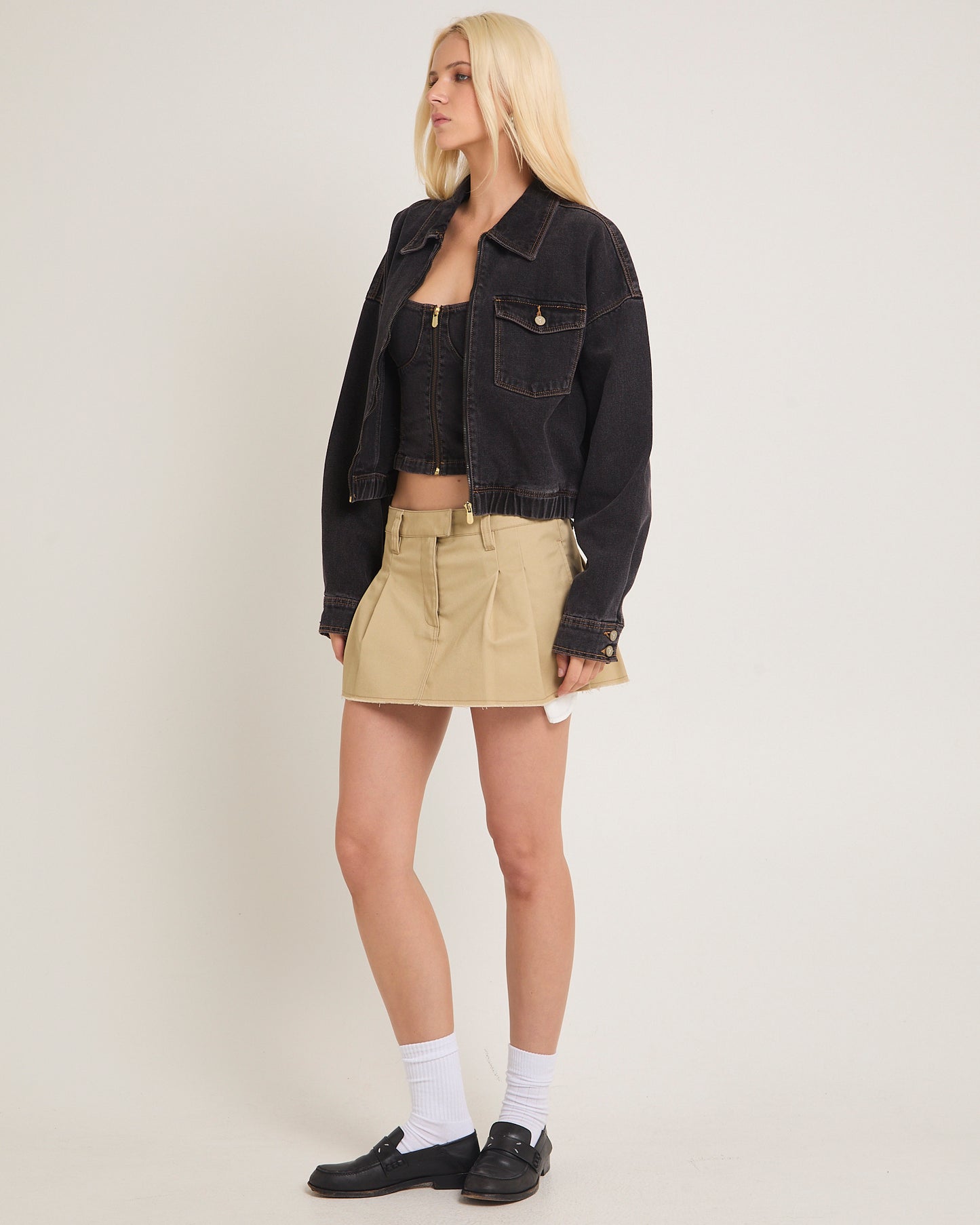 Denim Bomber Jacket Cara