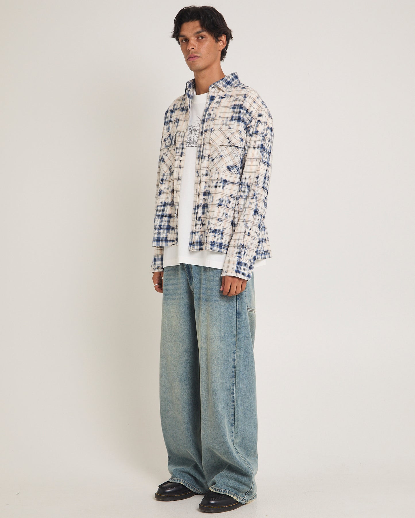 Bleached Flannel Long Sleeve Shirt