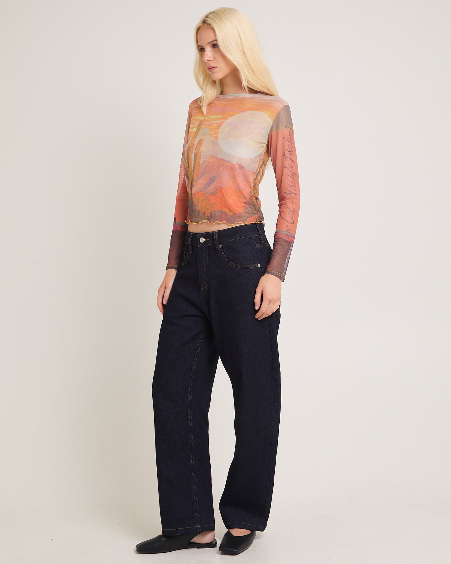 The Mesh Crop Long Sleeve Top