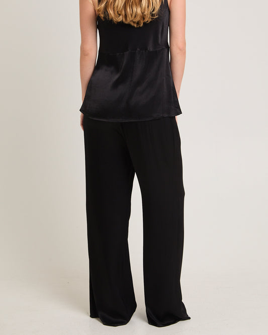 Meredith Satin Mid Rise Pants BLACK