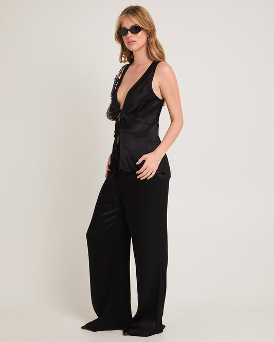 Meredith Tie Top BLACK