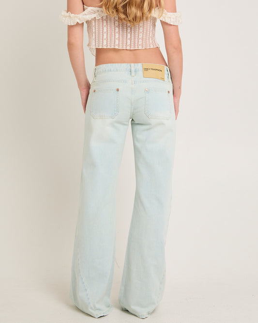 Johnnies Low Waist Wide Leg Flared Denim Jeans Le Surf LE SURF