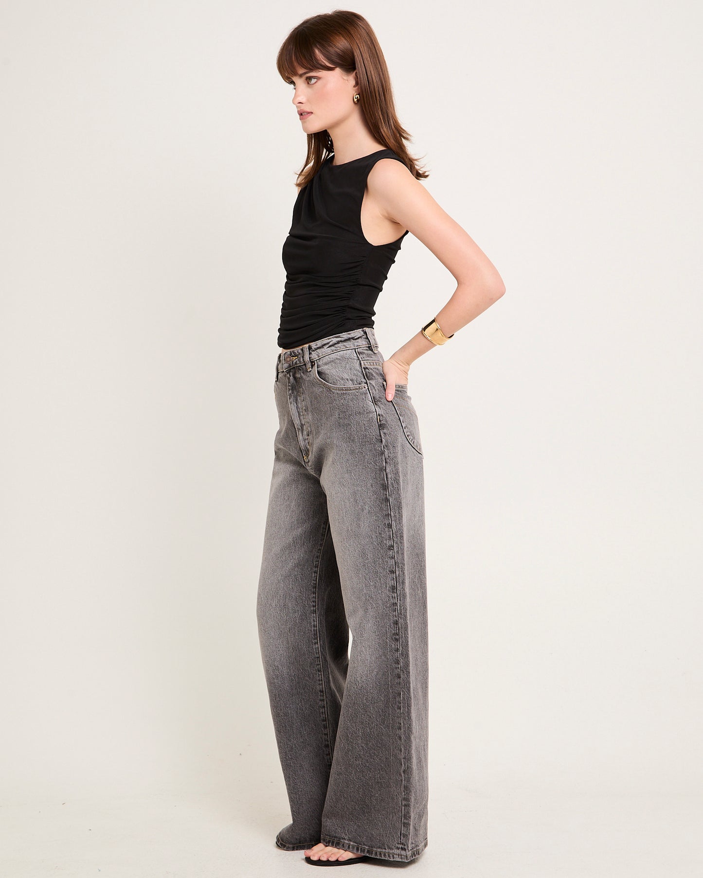 Studio Flare Denim Jeans Black Stone