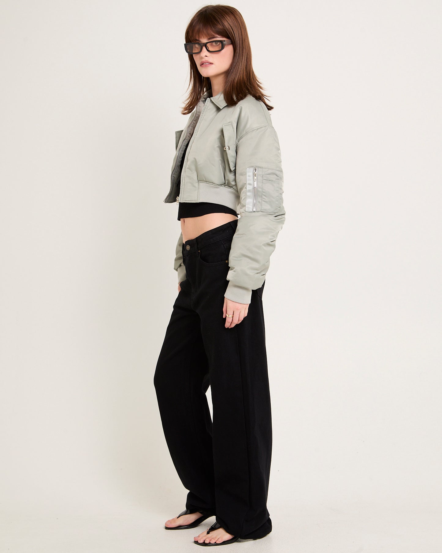 Essential Cropped Bomber Jacket