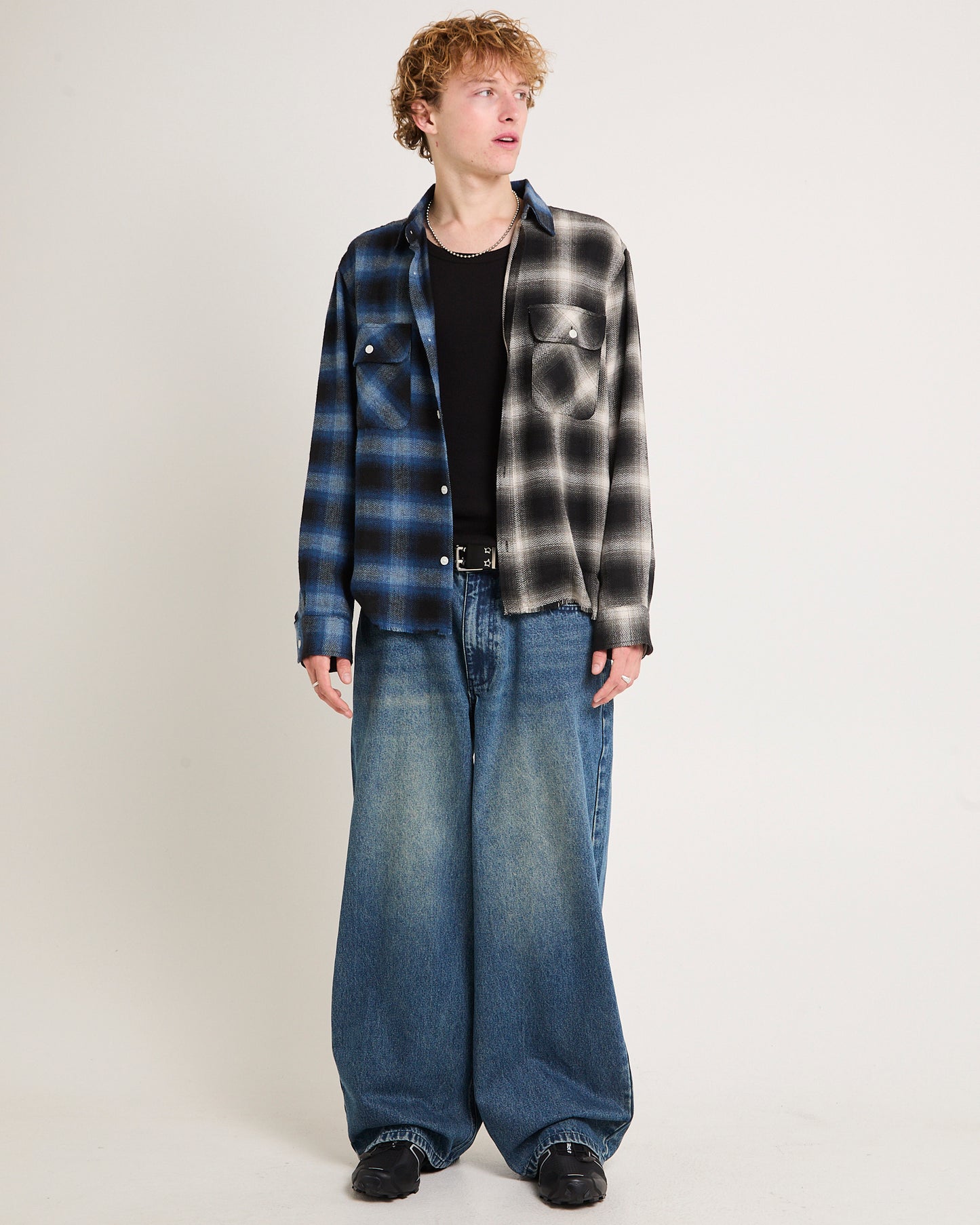Split Flannel Long Sleeve Shirt