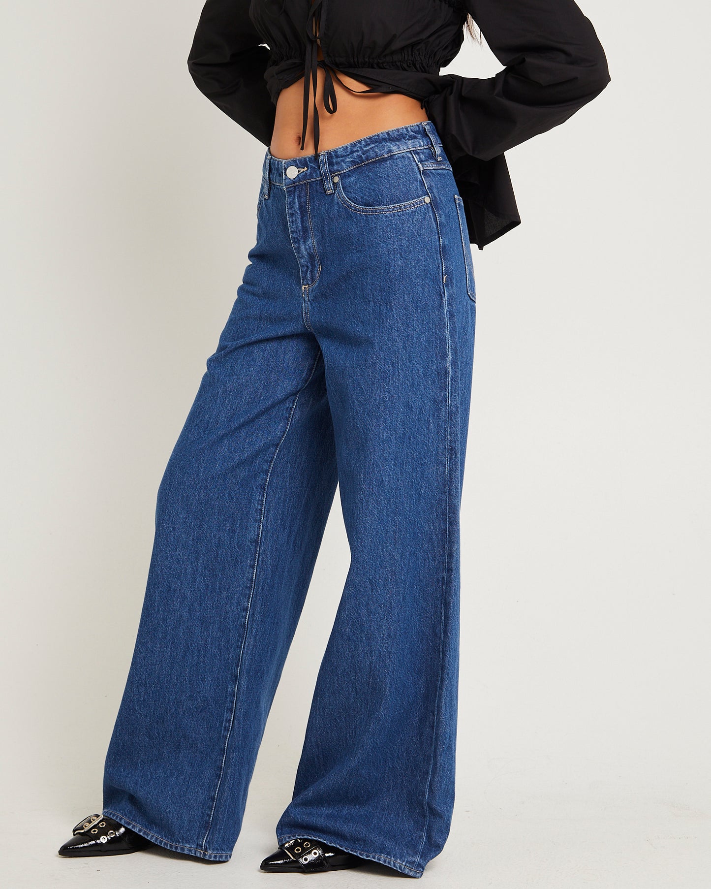 Mid Stevie Relaxed Denim Jeans Kick Drum Blue