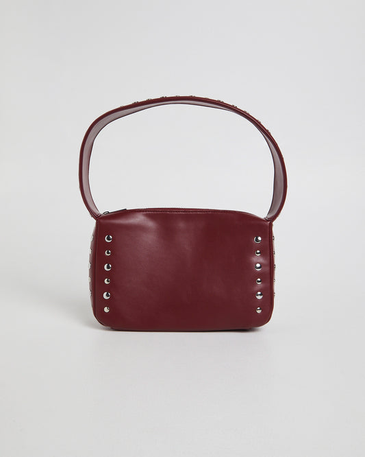 Studded Box Shoulder Bag CHERRY PU