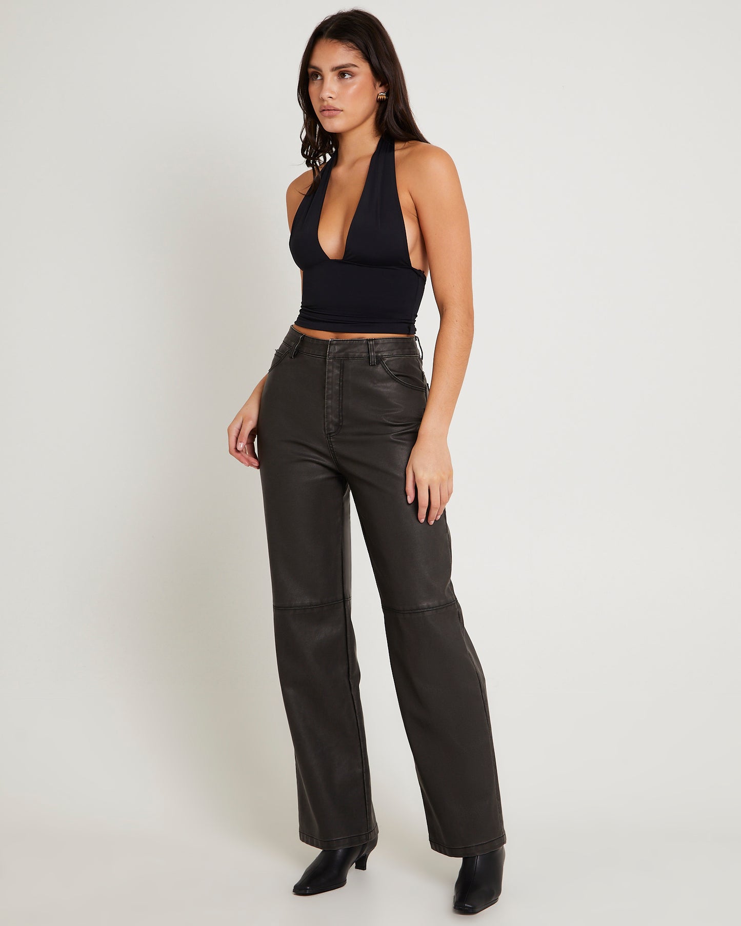 Esme Leather Look Straight Pants