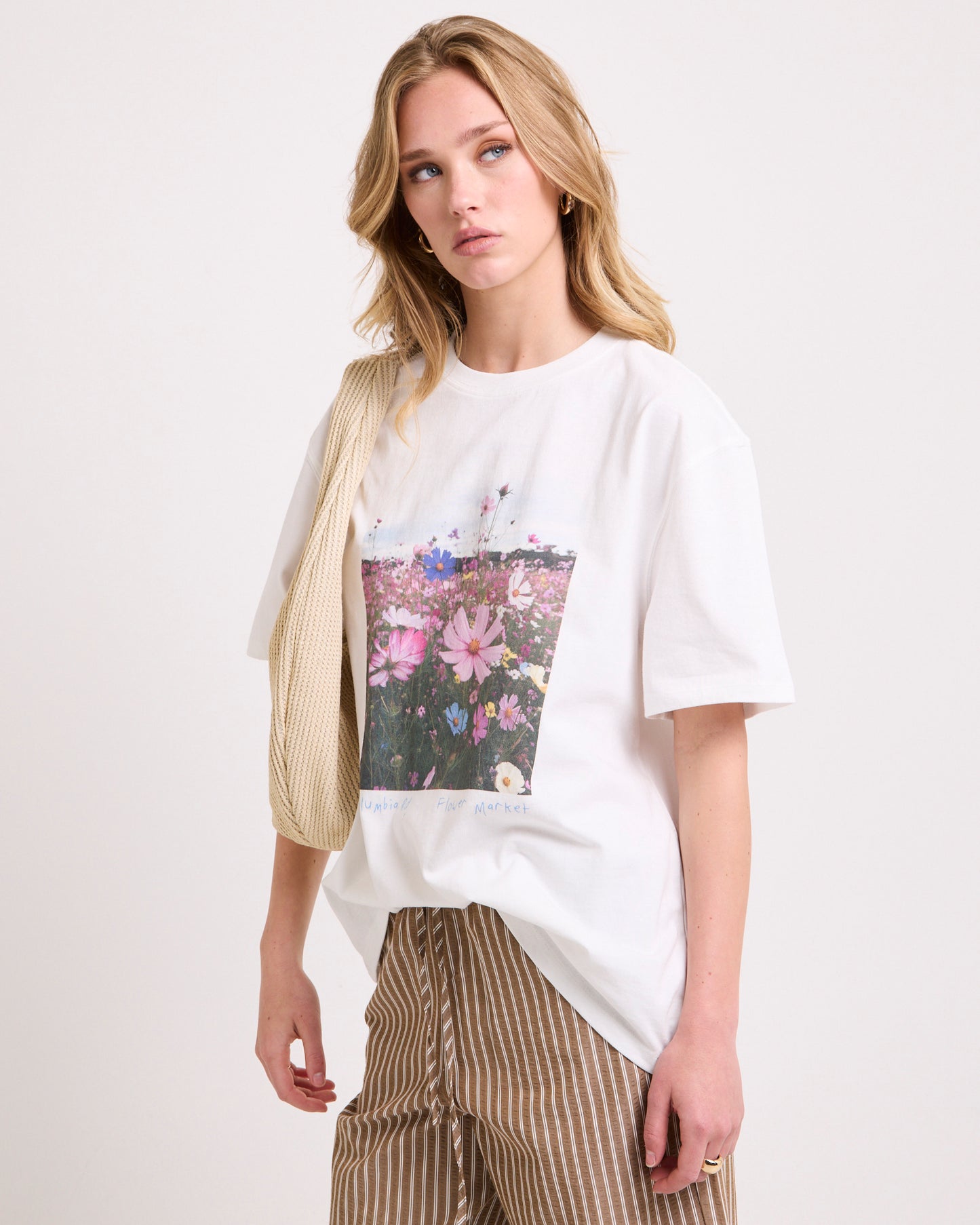 Floral Photo Print Boyfriend T-Shirt