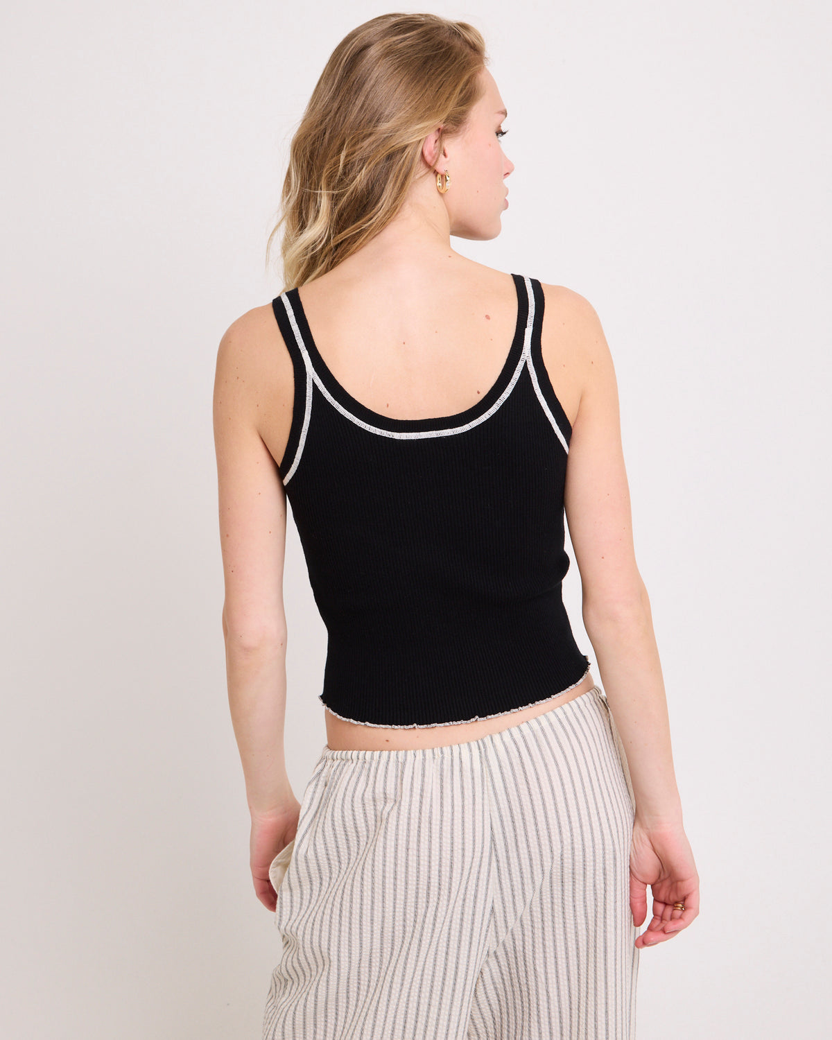 Bindi Contrast Tank Top BLACK