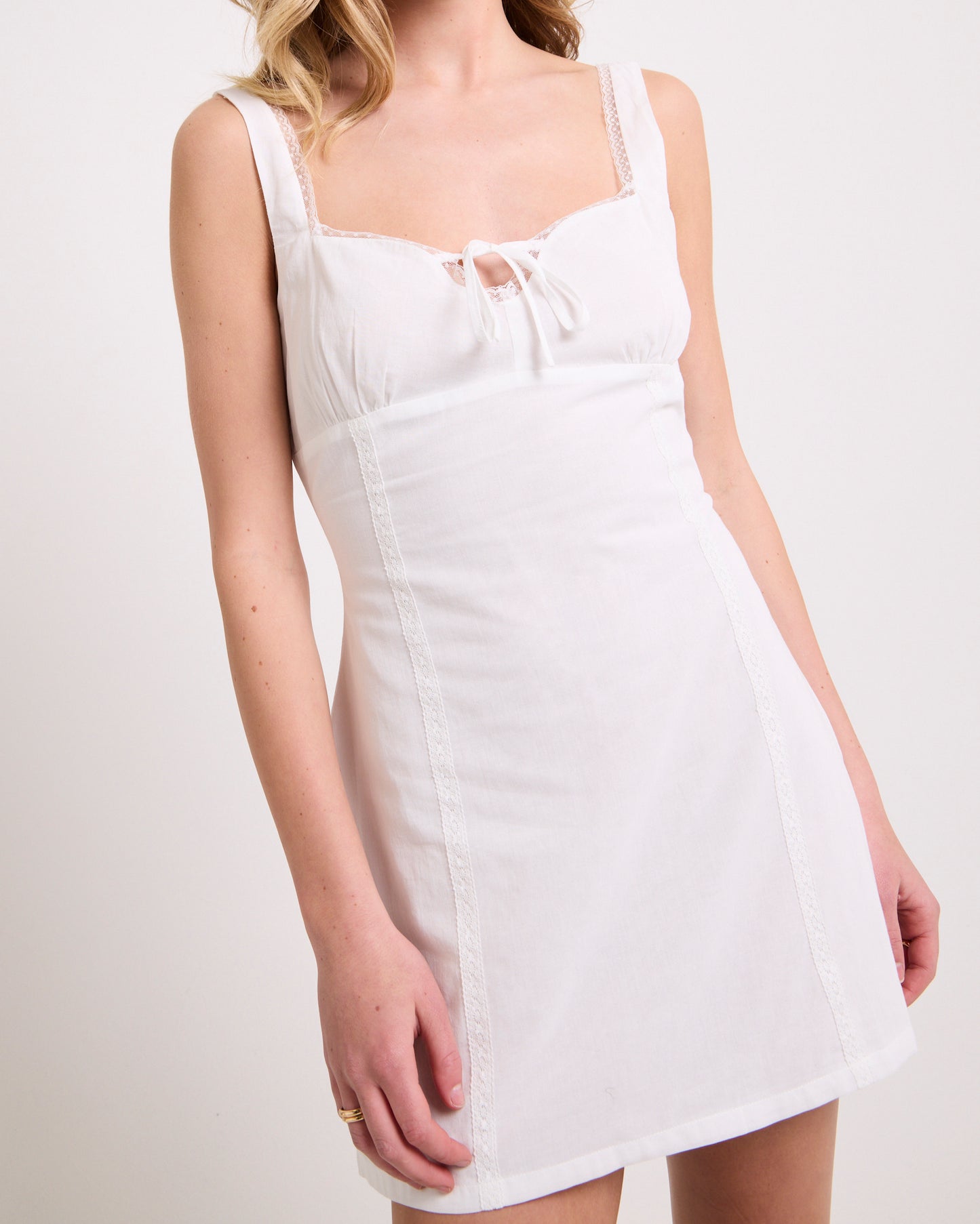 Rhea Lace Trim Mini Dress