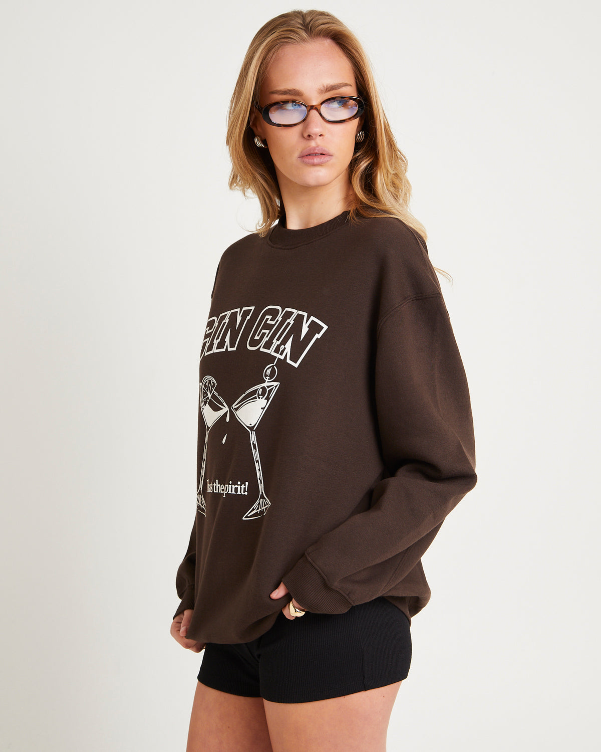 Cin Cin Oversized Fleece Jumper BROWN