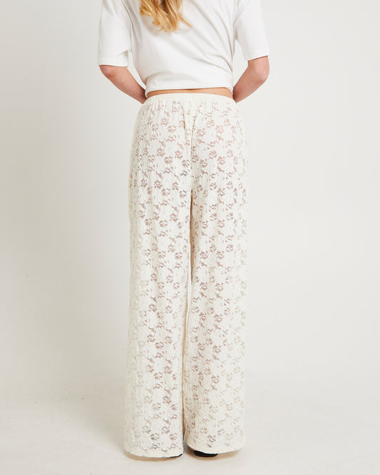 Jasmine Lace Relaxed Pants WHITE