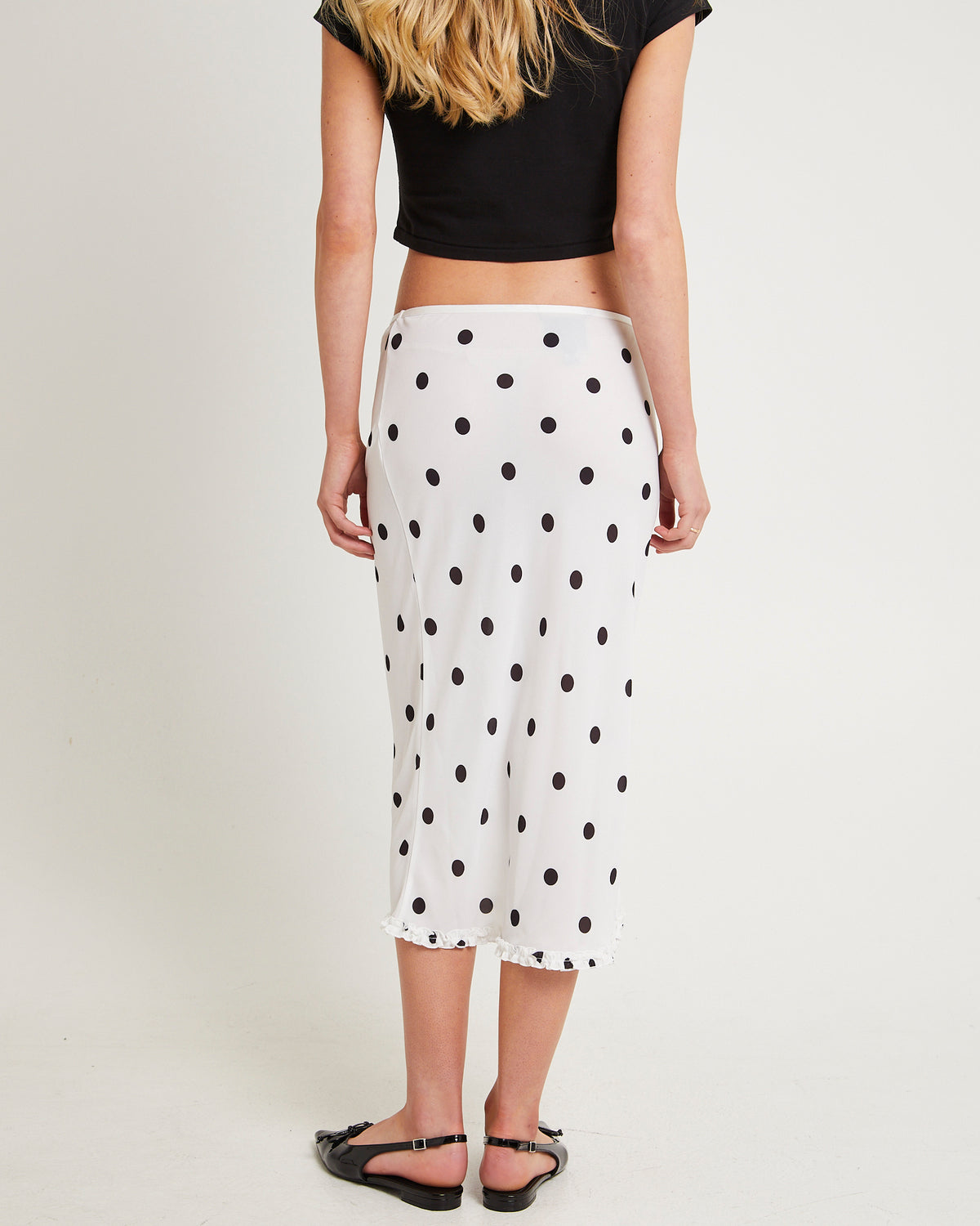 Bijou Polka Midi Skirt WHITE SPOT