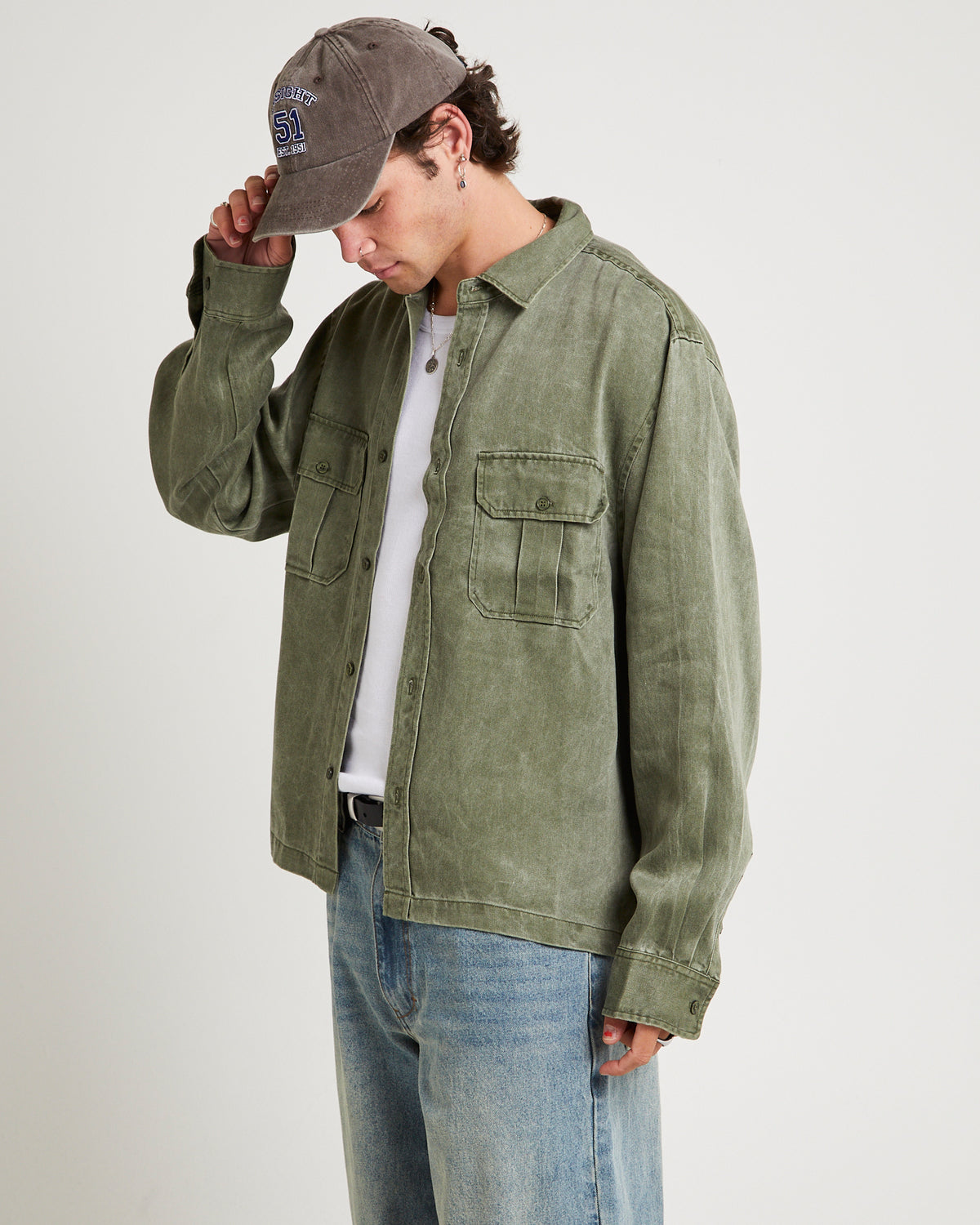 Rashaad Long Sleeve Shirt WASHED OLIVE