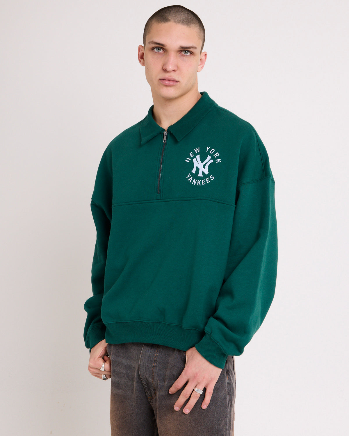 Yankees Half Zip Collared