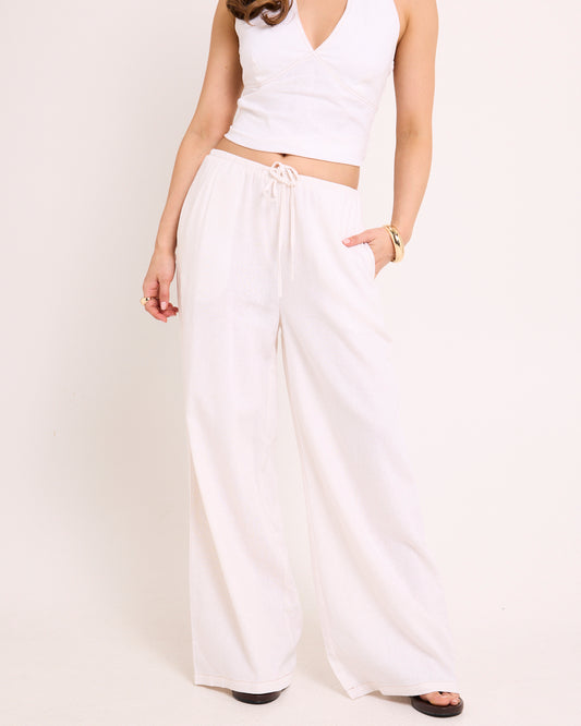 Hideaway Linen Wide Leg Pants WHITE