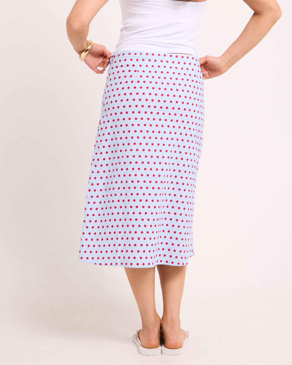 Billy Polka Slip Midi Skirt BLUE SPOT