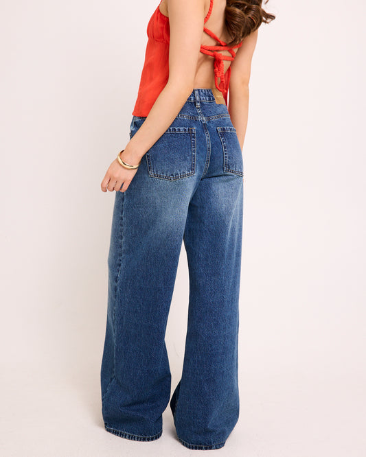 Meg Cross Over Straight Leg Denim Jeans VINTAGE INDIGO