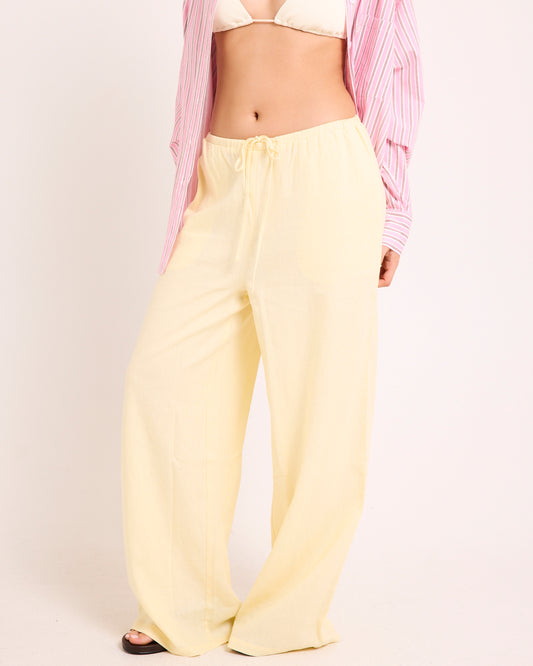 Hideaway Linen Wide Leg Pants YELLOW
