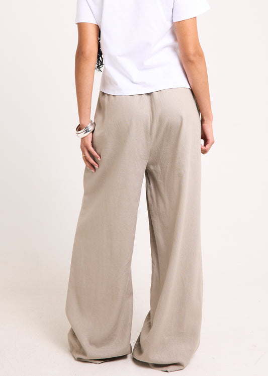 Hideaway Linen Wide Leg Pants TAUPE