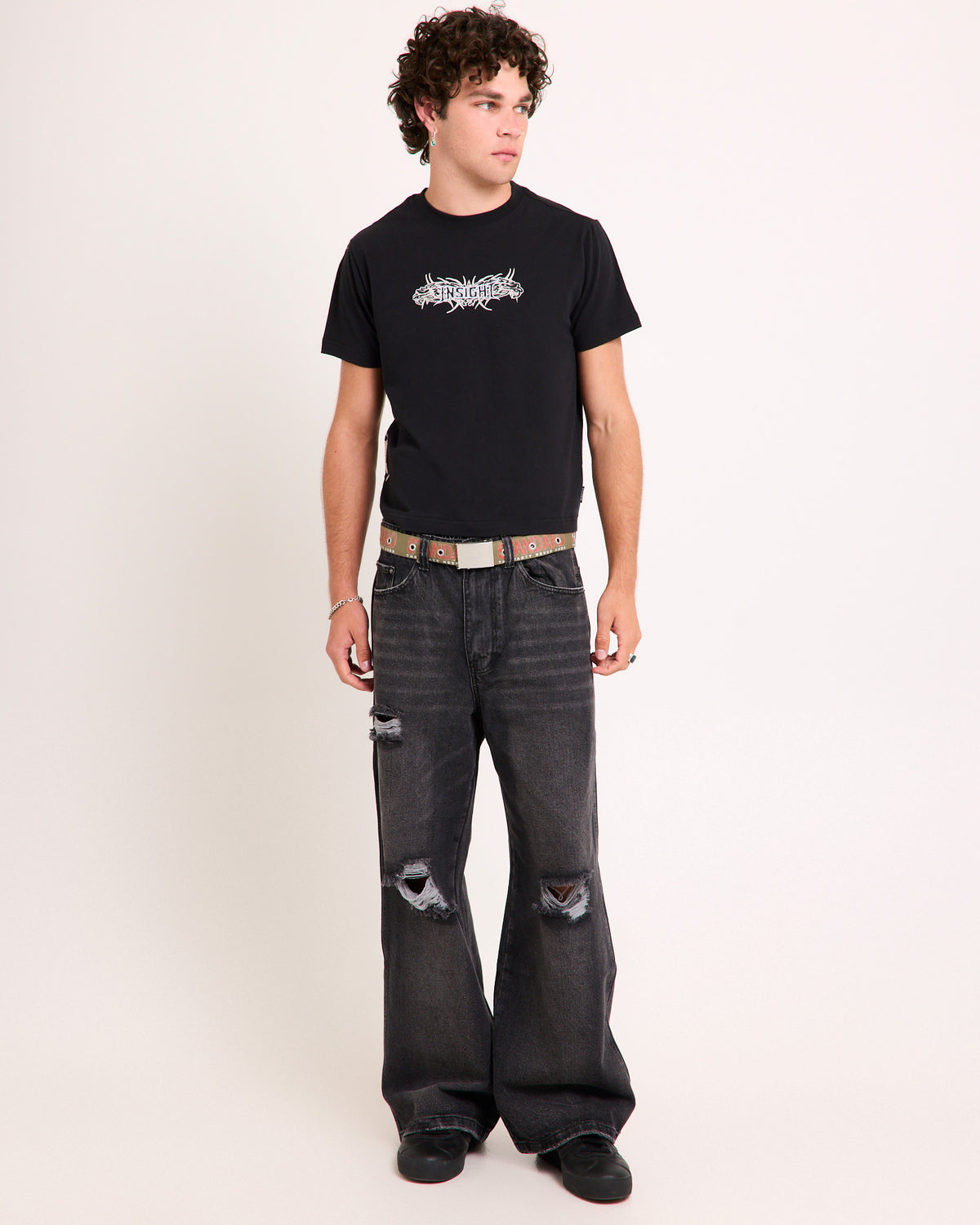 Narco Shrunken Cropped T-Shirt BLACK