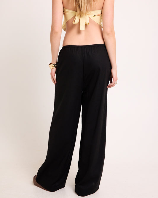 Hideaway Linen Wide Leg Pants BLACK