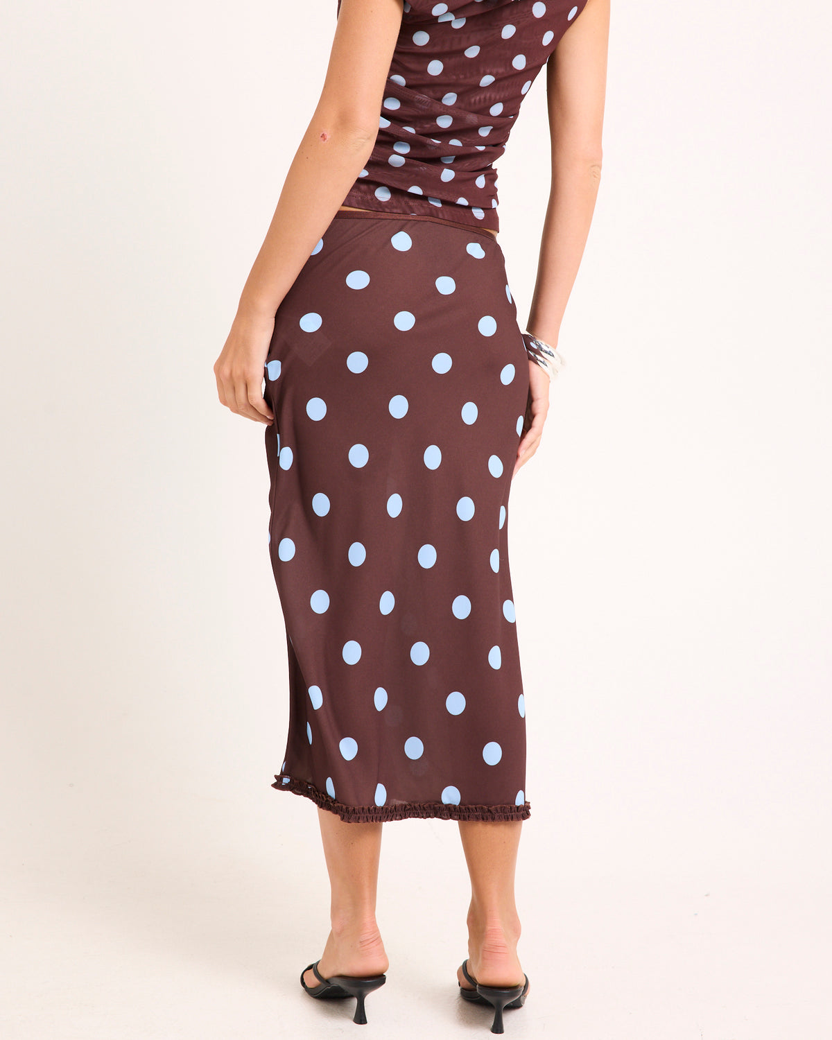 Bijou Polka Midi Skirt CHOC BLUE SPOT