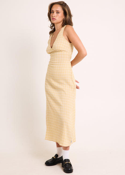 Sunday Seersucker Check Maxi Dress LEMON CHECK