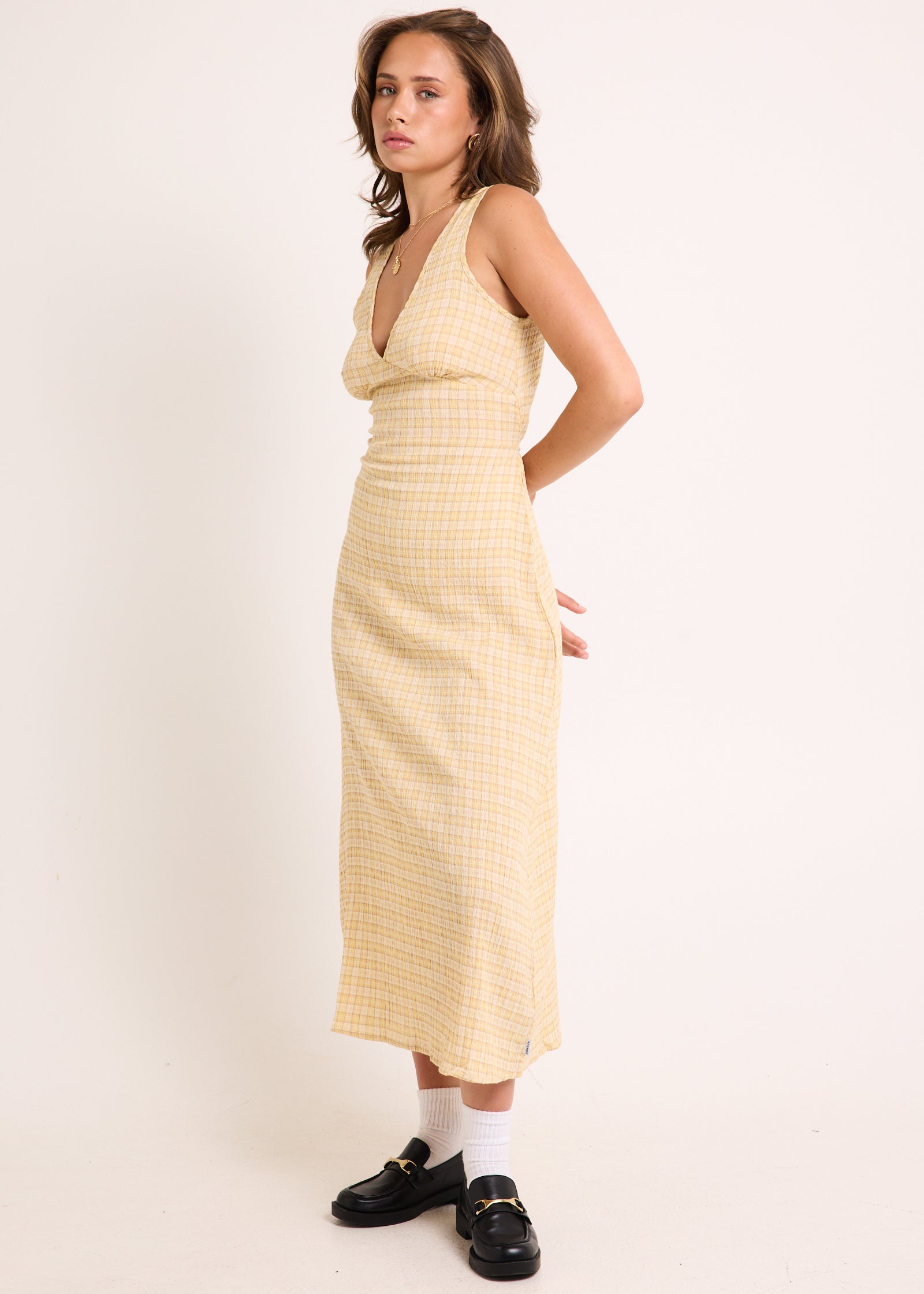 fitted lace wedding dress Sunday Seersucker Check Maxi Dress – General Pants Co