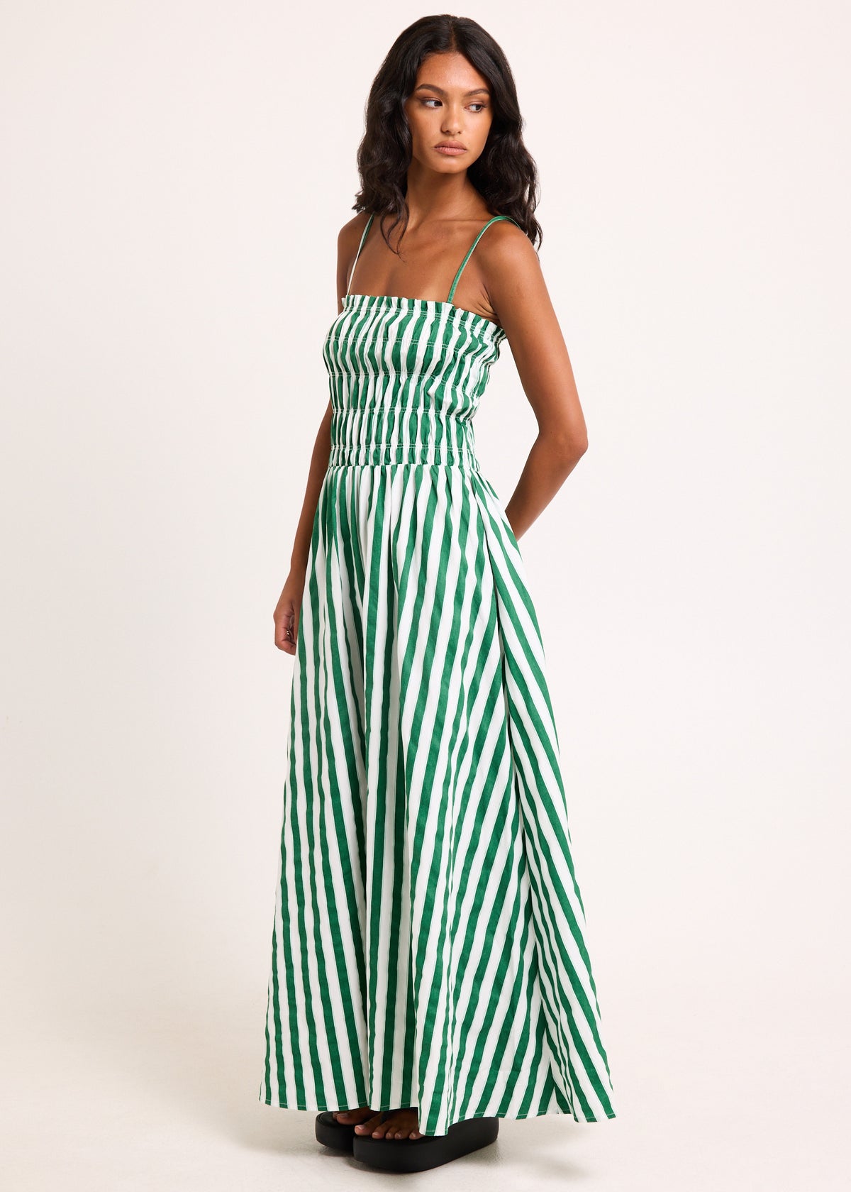 Manon Shirred Maxi Dress STRIPES