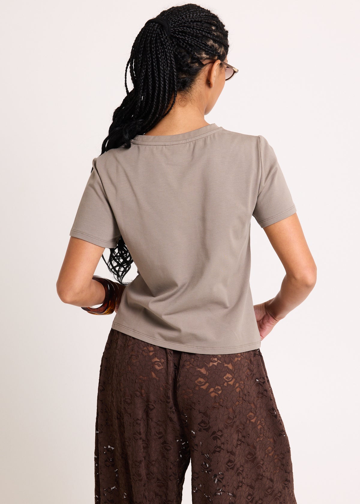 Salma Beaded T-Shirt TAUPE