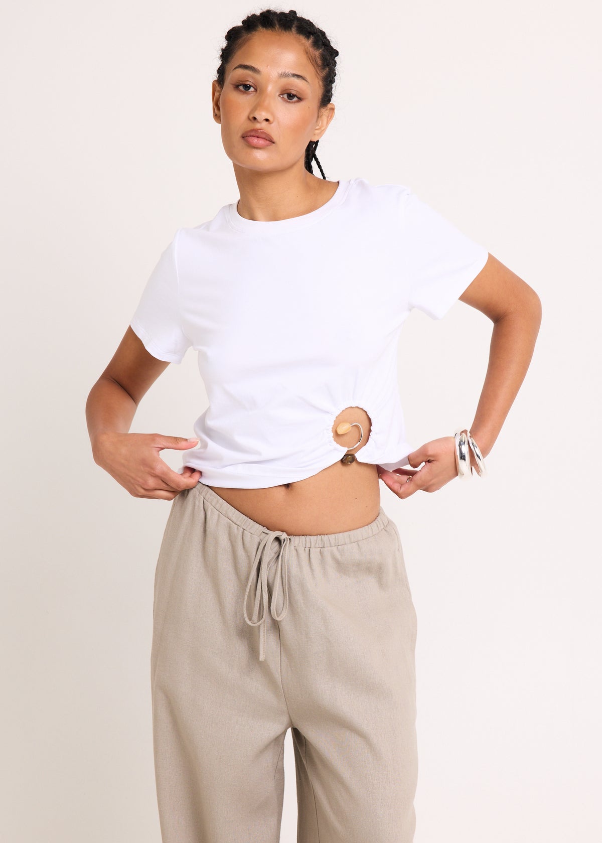 Salma Beaded T-Shirt WHITE