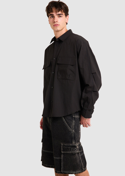 Oliver Tech Long Sleeve Shirt NAVY CHECK