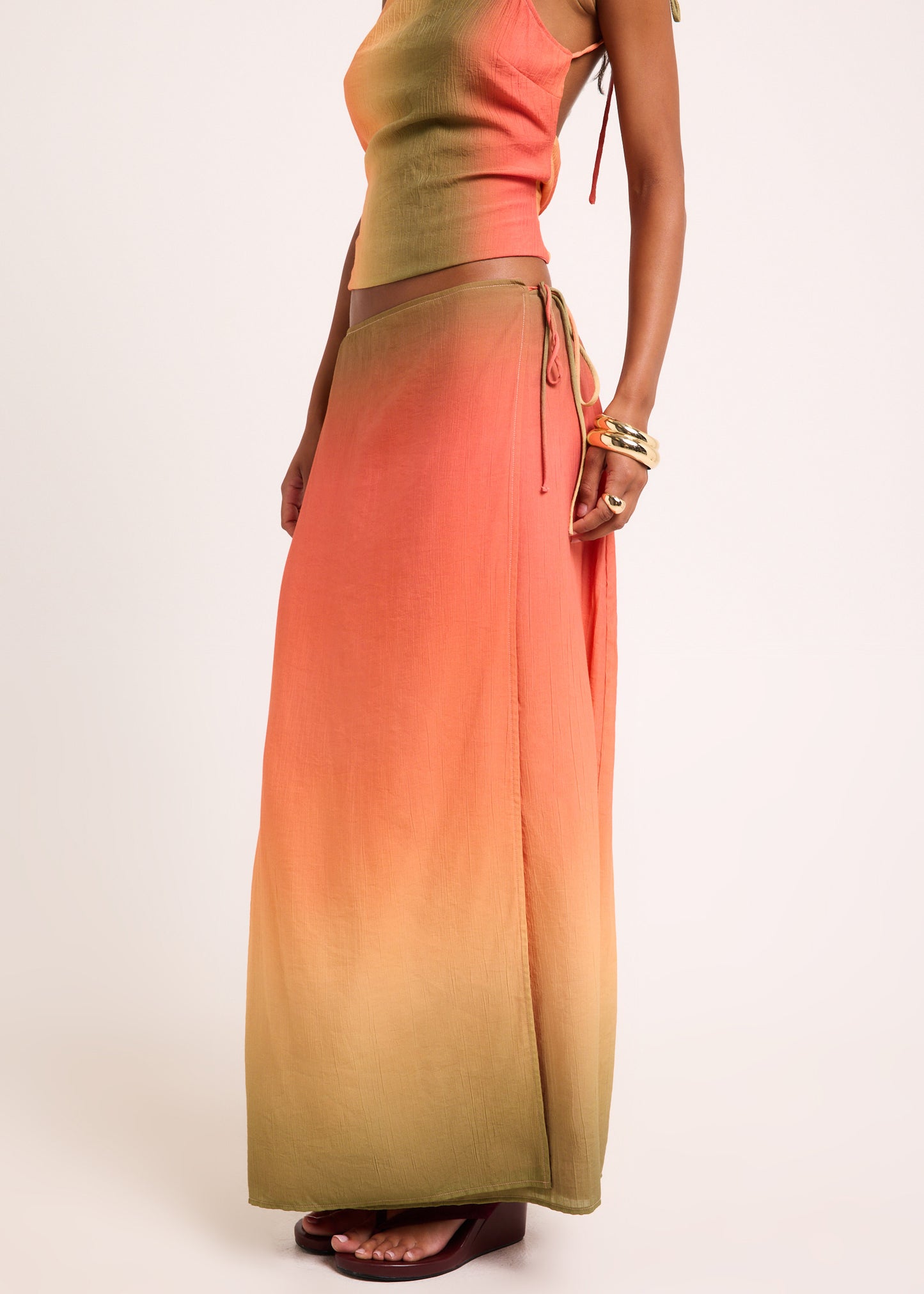 Earth Ombre Wrap Midi Skirt