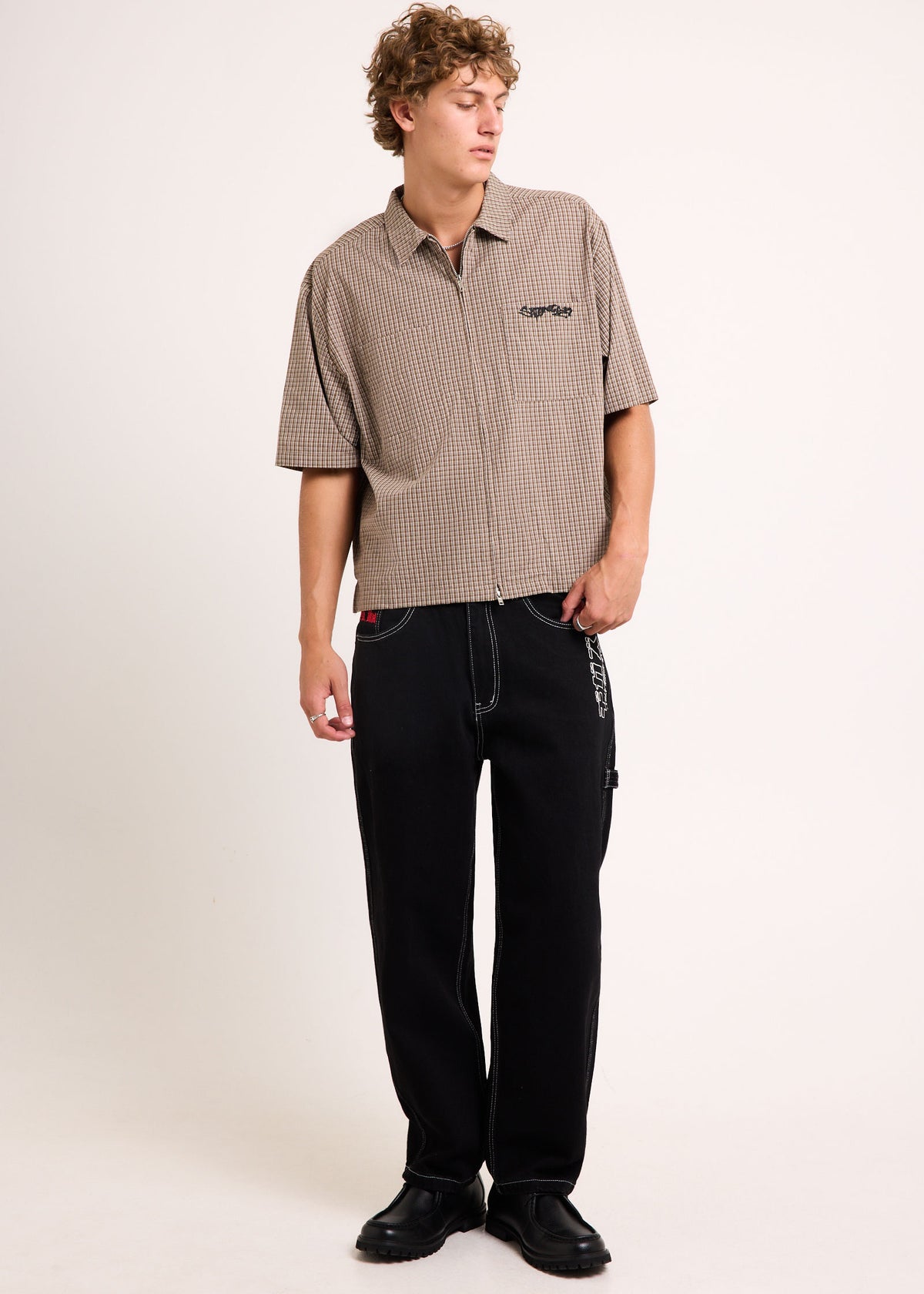 Wilson Short Sleeve Zip Shirt BROWN