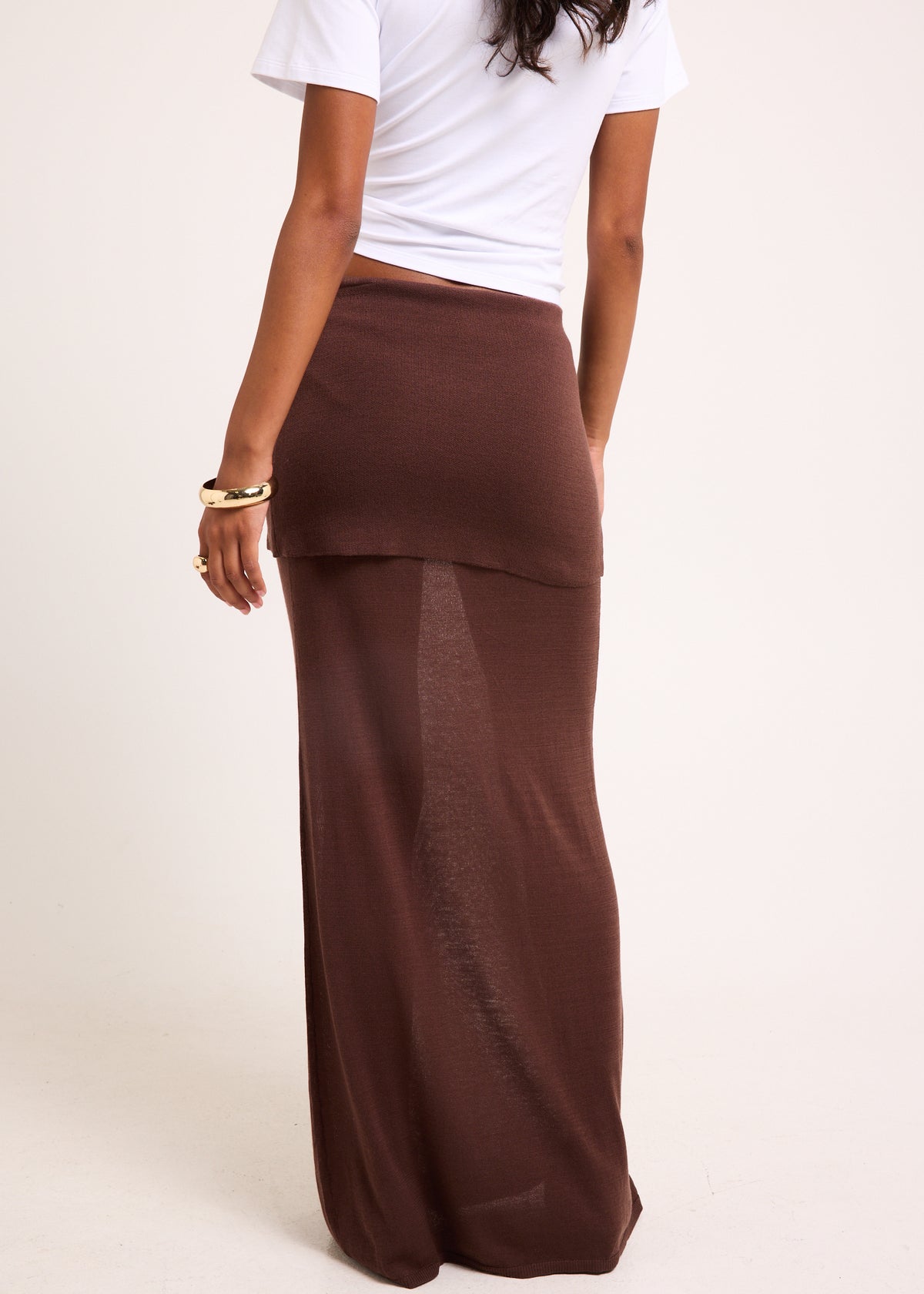 Milano Sheer Maxi Skirt CHOCOLATE