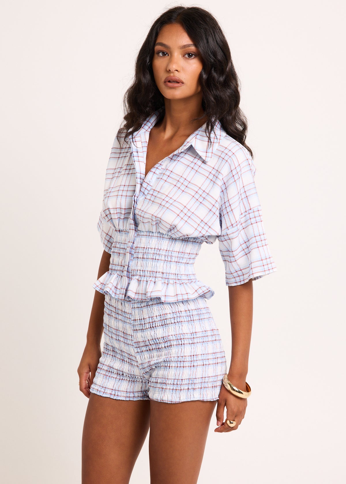Harley Shirred Check Shirt CHECK