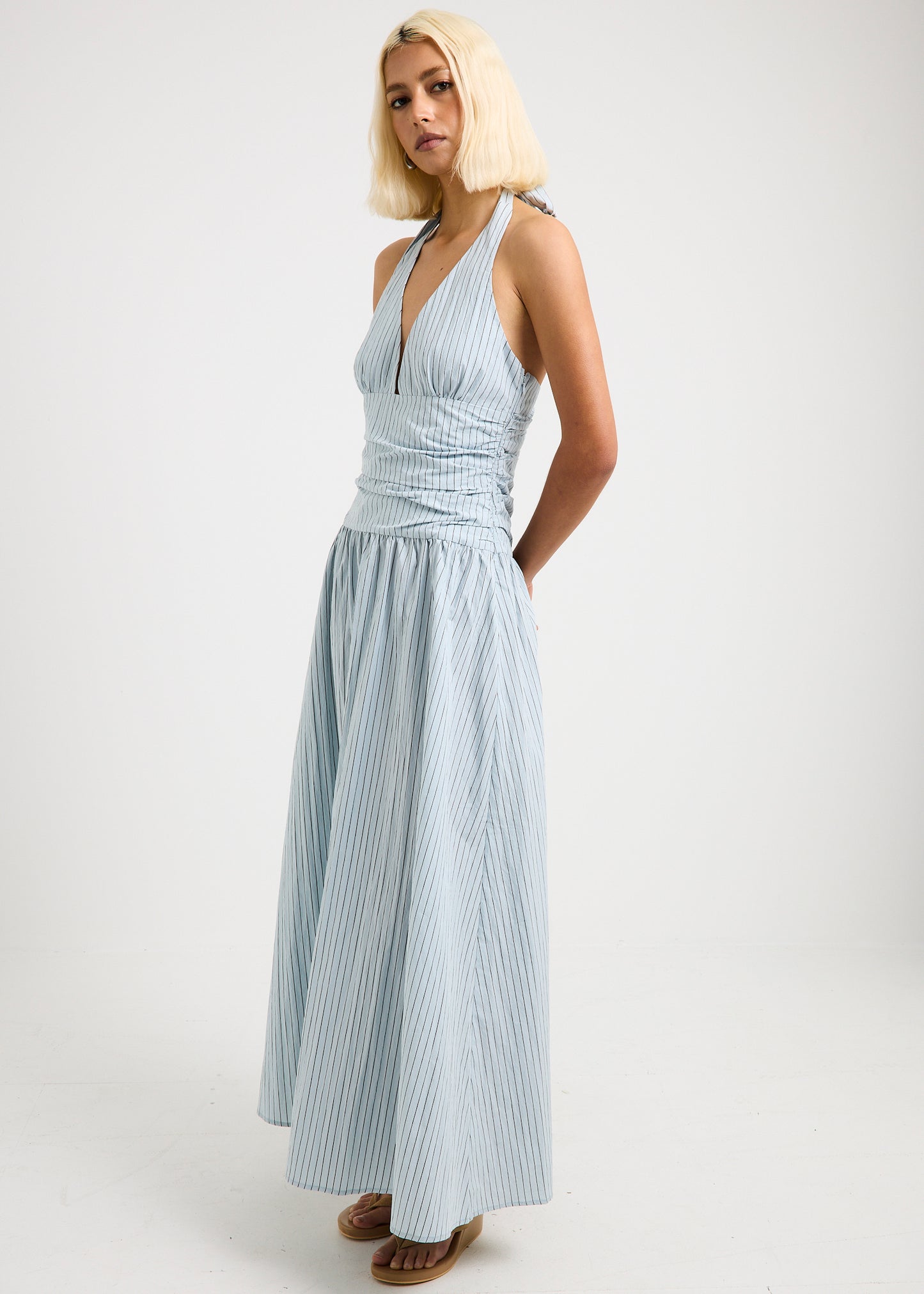 Alex Plunge Striped Maxi Dress