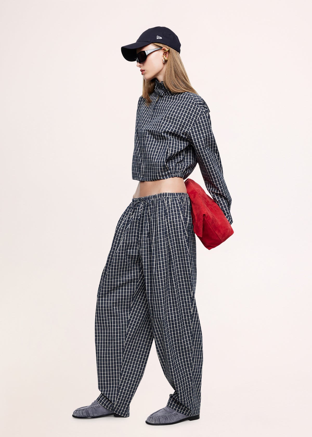Aura Pants NAVY LEMON PLAID