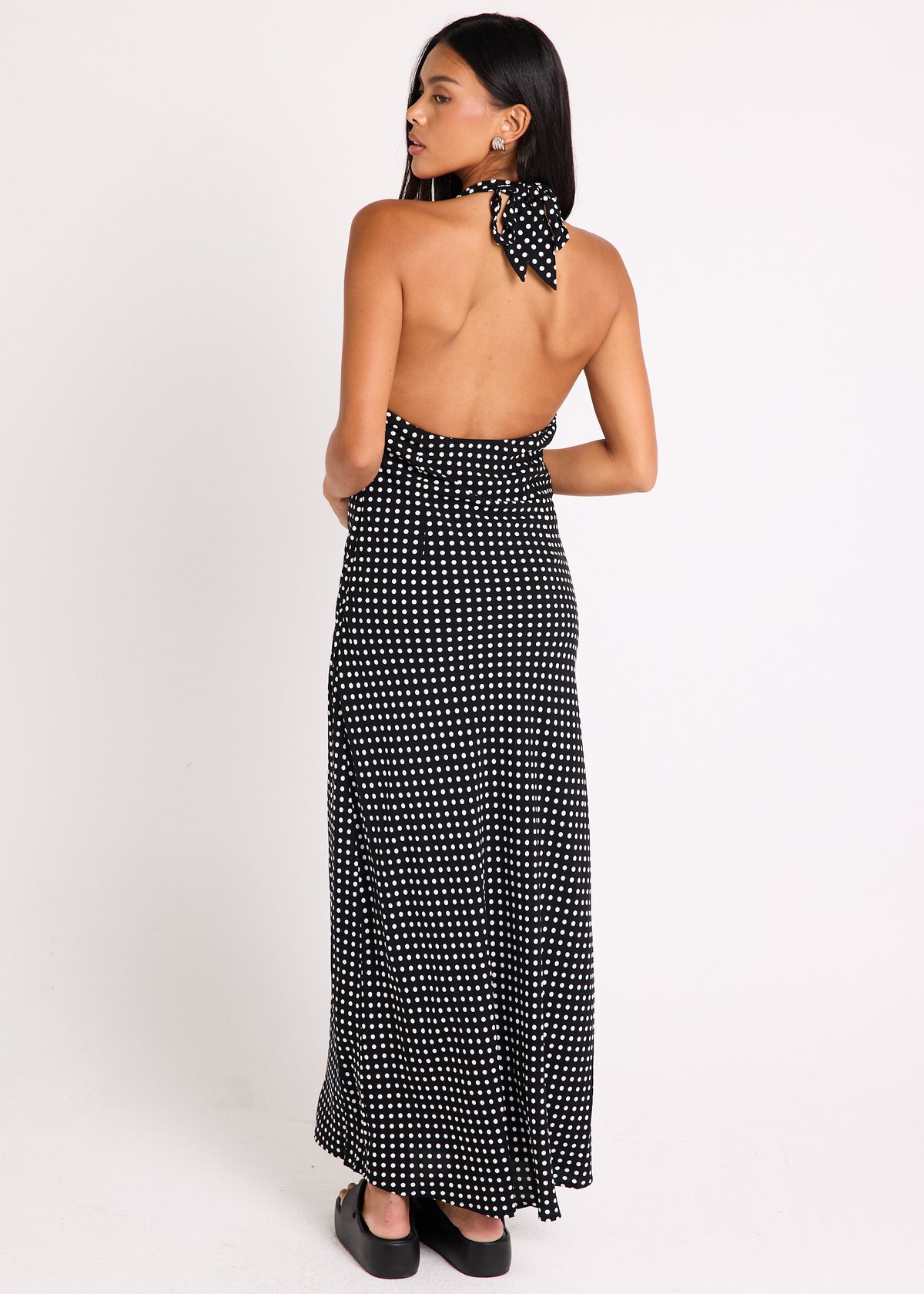 Hannah Halter Maxi Dress BLACK/WHITE SPOT