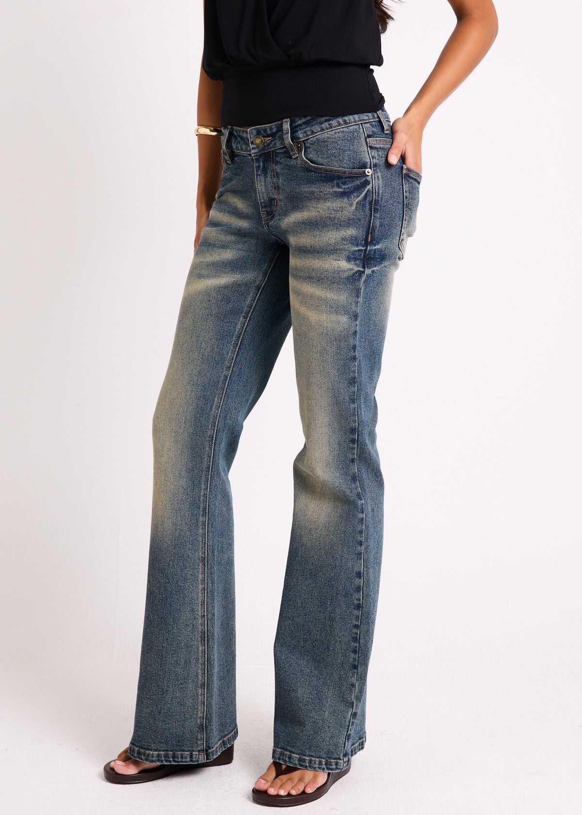 Alyssa V Waisted Denim Jeans BLUE GRIME